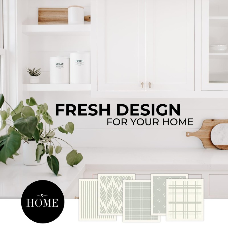 HALL & PERRY Swedish Dish Cloths, Reusable Cellulose Sponge Cloths