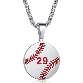 Rehoboth Baseball Jersey Number 29 Charms Cross Pendant Necklace for Women Men 24 Inch Stainless Steel Chain