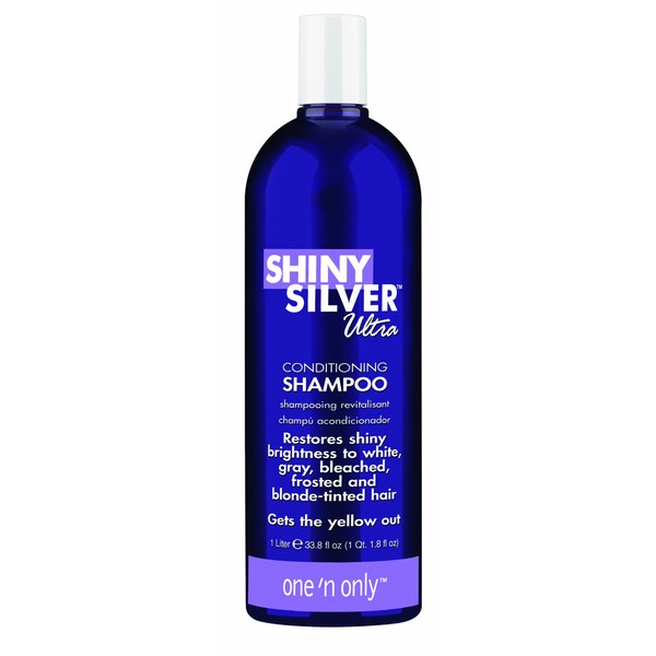 One 'n Only Shiny Silver Ultra Conditioning Shampoo, Restores Shiny Brightness to White, Grey, Bleached, Frosted, or Blonde-Tinted Hair, Protects Hair Color - 1 Liter
