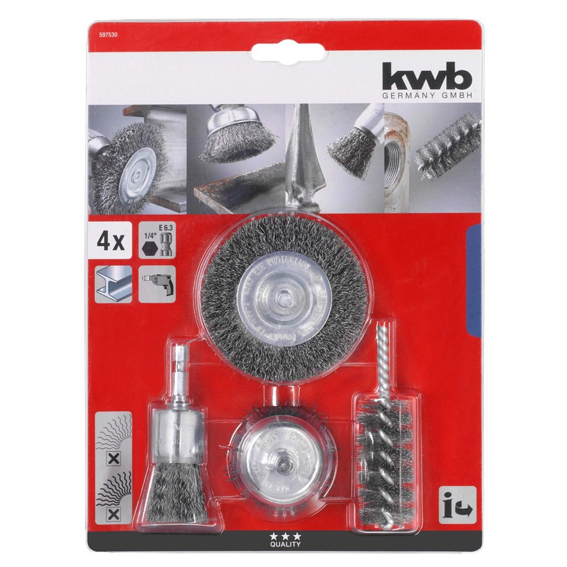kwb Wire Brush Set for Drills - Universal Use -
