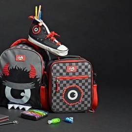 Tinc Kids Insulated Lunch Bag for Boys & Girls With Adjustable Strap & Bottle Holder | Water Resistant Leakproof Cooler Bag for School or Home - Kronk, Black & Red