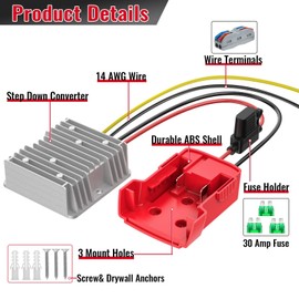 Azocek 18V to 12V Step Down Converter for Milwaukee M18 Power Wheels Battery Adapter...