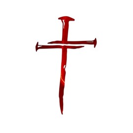 Cross with Nails Lord and Savior Decal Vinyl Sticker Auto Car Truck Wall Laptop | Red Holographic | 4" x 6"