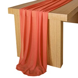Lookein 10Ft Terracotta Sheer Table Runner for Wedding Rustic Boho Wedding Party Bridal Shower Decorations Birthday Party