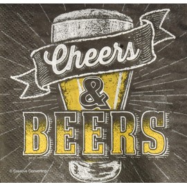 Creative Converting Cheers & Beers Paper Beverage Napkin, Multicolor