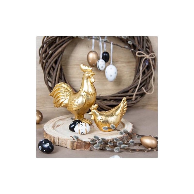 Logbuch-Verlag 2 chicken figures, gold, 12 cm, gold-coloured Easter decoration