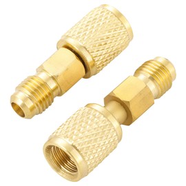 Anti-Blowback Adapters, 1/4" SAE Swivel Adapter, Straight Mini Split Adapters 1/4 Female Swivel x 1/4 Male for R410A CFC HCFC HFC HVAC Refrigerant System 2PC