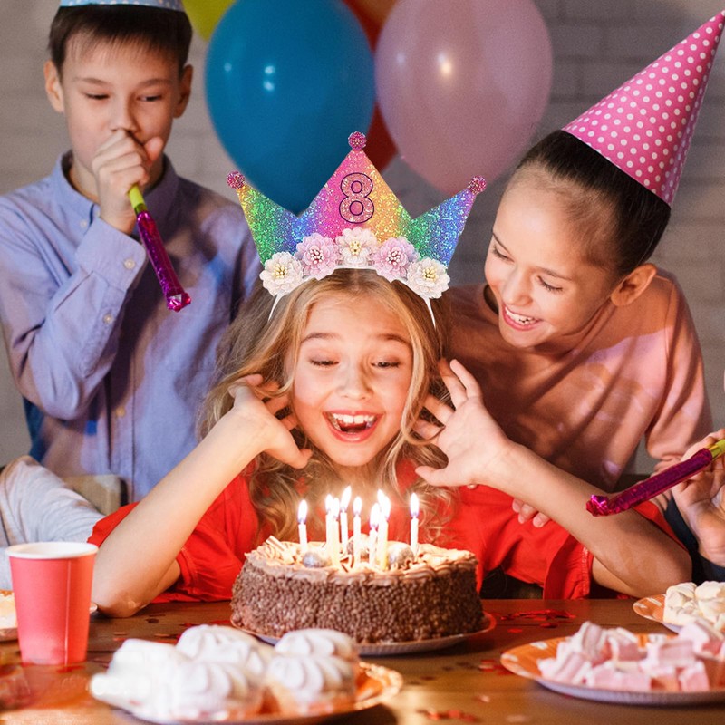 LUKIUP Corona di compleanno con numero di ragazze, corona principessa,