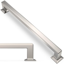 BUKOBYHE 10 Pack 10 Inch Kitchen Cabinet Handles Brushed Satin Nickel Cabinet Pulls Silvery Drawer Pulls Zinc Alloy Kitchen Hardware