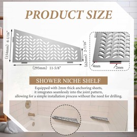 Teenyyou Quadrilateral Corner Shelf for Tiled Walls 12 Brushed 316 Stainless Steel 3/32 Thick Anchor Plate Bathroom Storage Shampoo Holder Organizer Kitchen Shelf
