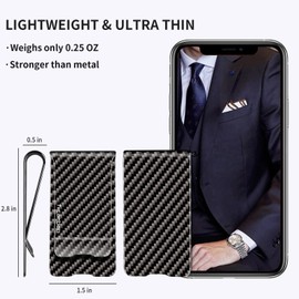 Real Carbon Fiber Money Clip for Men, T-carbon Slim Money Clip Wallet for Cash and Credit Card Holder for Business Front Pocket Clip - Glossy Black(38mm)