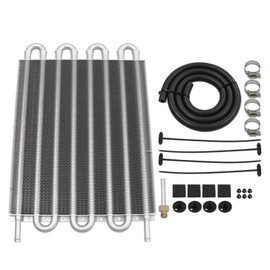 Universal Transmission Oil Cooler Kit,Aluminium alloy Tube and Fin Oil Cooler Kit (Silver, 8 Pass)