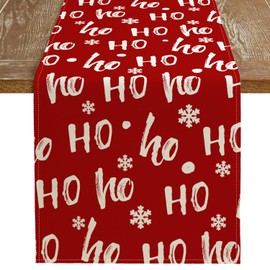 DineDia Christmas Table Runner 60x13 Inches Red Table Decor, Winter Burlap Farmhouse Indoor Outdoor Seasonal Ho Decoration for Holiday Home Party DT005-60