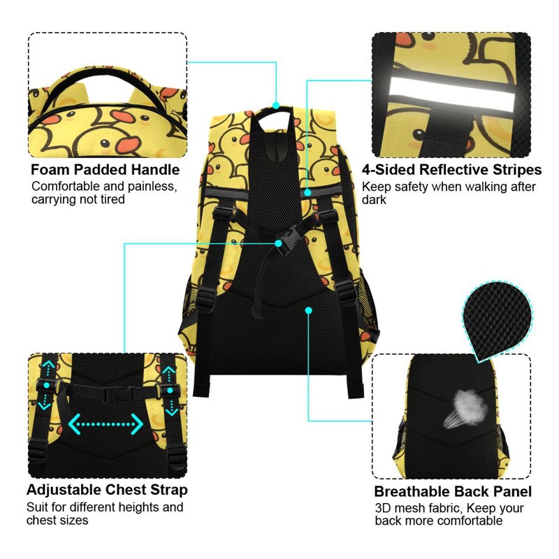 ALAZA Teens School Backpack Cute Yellow Duck Pattern Laptop Backpack