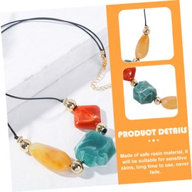 SHOWERORO Unique Resin Necklace for Women Geometric Pattern Simple Design Long Necklace Fashion Jewelry