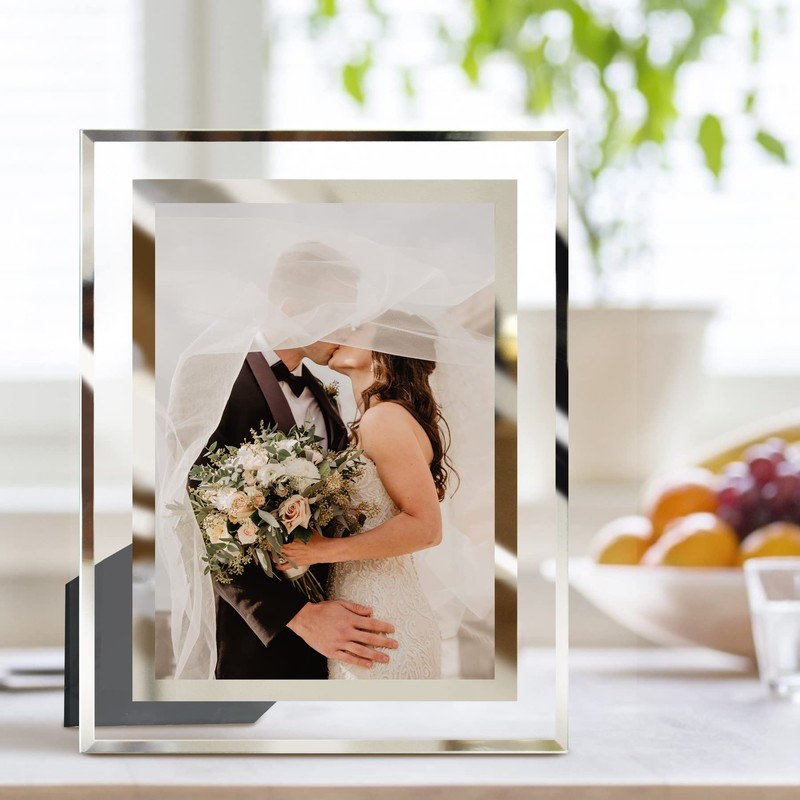 LUCKYLIFE 8x10 Picture Frame Glass for Tabletop Display Vertical or