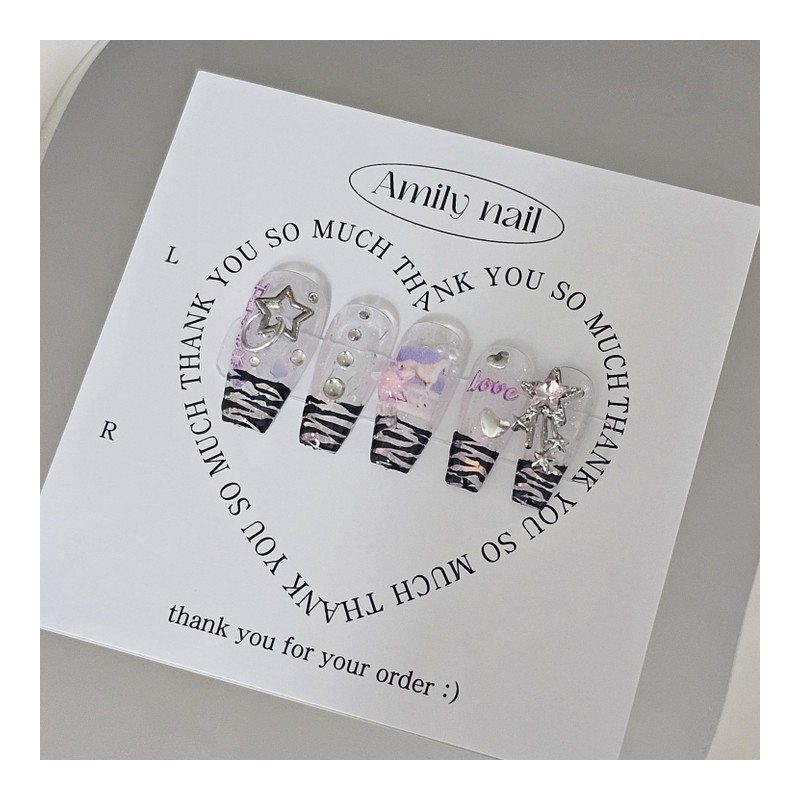 Beautiful Girl Transparent [Handmade Nail Tips] Emily Nail - Stiletto