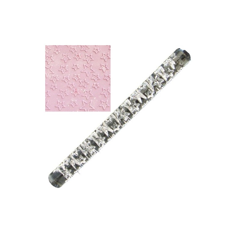Texture Embossing Acrylic Rolling Pin (Stars 6")