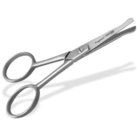 Solingen Beard Scissors Moustache Scissors 10.5 cm with Sharp and Precise Cut Hair Scissors with One-sided Micro Teeth and Rounded Ends for the Care of Beard Hair and Nose Hair