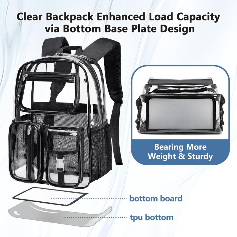Cusangel Heavy Duty Clear Backpack Clear BookBag,Stadium backpack 16 x11