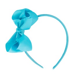 Motique Accessories Little Girls Headband With Side Grosgrain Bow - Blue