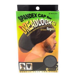 King.J Regular Size Unisex Spandex Cap For Dreadlocks (Black)