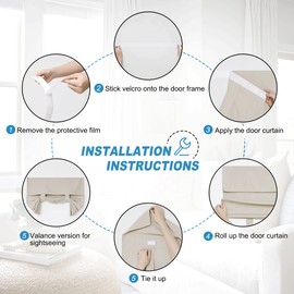 RYB HOME Linen Blended French Door Window Curtains, Room Darkening Tricia Door Shades Blinds Portable for Patio/Office/Classroom Privacy, Wide 30 x Long 69 inch, 1 Pc, Khaki