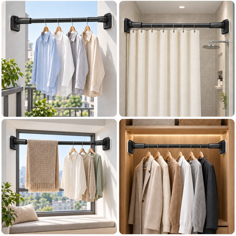 Adjustable Shower Curtain Rod for Bathrooms and Laundry Rooms –
