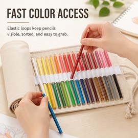 Roll-Up Pencil Case for Art Supplies – Multi-Slot Fabric Organizer for Colored Pencils, Brushes, Markers & School Storage