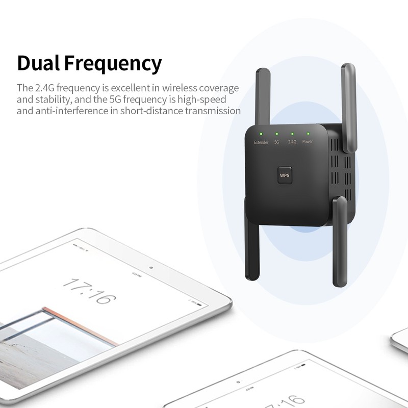 1200Mbps Dual Frequency 2.4G/5G Wireless Repeater WiFi Signal Amplifier WiFi