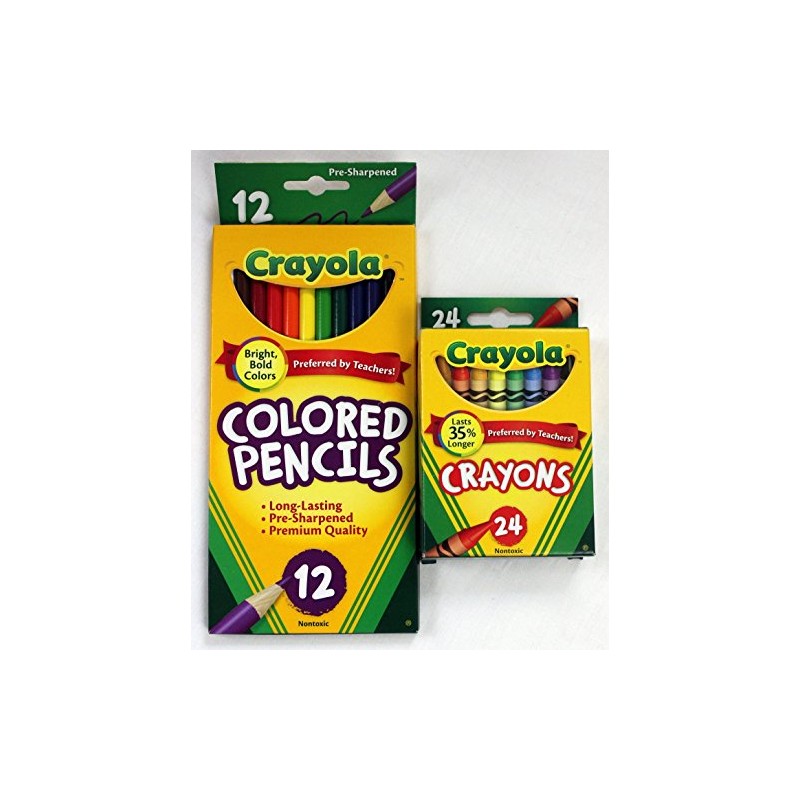 12ct Crayola Colored Pencils Pre-Sharpened & 24ct Crayola Crayons Basic