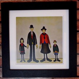Greetingles Lowry-Style 12"/31cm Square Framed Print. Beautiful Black Ash Frame (Lowry, Family Portrait)