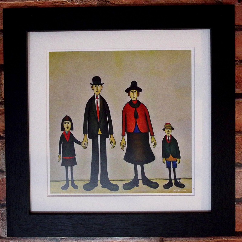 Greetingles Lowry-Style 12"/31cm Square Framed Print. Beautiful Black Ash Frame
