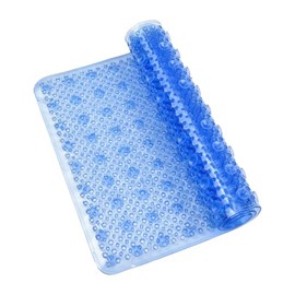 Trio Home Non-Slip Bathtub mat, 26" x 15" Grass Texture Shower Mat with Suction Cups and Water Drain Holes, BPA, Latex, Phthalate Free (Translucent Blue)