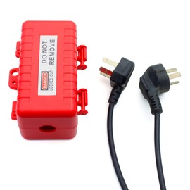 LEMSM Red Solid Power Cord Lock for Electrical Outlets