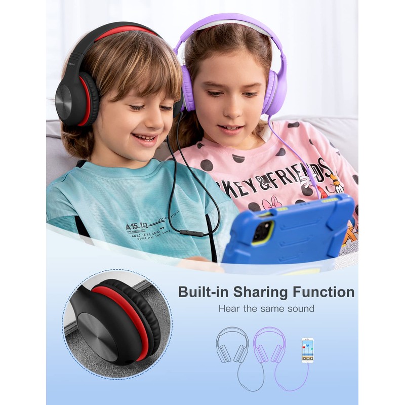 Nabevi Headphones for Kids for School, Kids Headphones with Microphone,