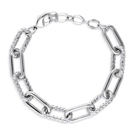 BERRICLE Cable Rope Statement Link Bracelet for Women 6.5 inch, Gold-tone/Silver-tone, 6.5 inch, Brass, no gemstone