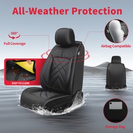 YOGLOD Car Seat Covers Compatible with Honda Accord 2012-2024 2025, Full Coverage Leather Waterproof Breathable Seat Covers Full Set, Automotive Seat Protectors, Airbag Compatible(5 Seats, Black)