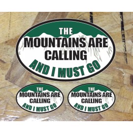 The Mountains Are Calling and I must Go Hiking Decal Sticker 5" x 3" - 3 for 1