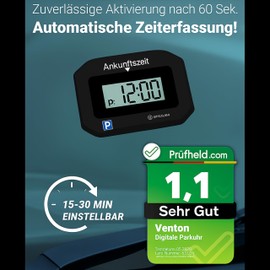 VENTON [Test Very Good, Note 1.1] Pack of 2 Electronic Black Digital Parking Disc with Approval, Automatic Electric Parking Meter, Car Accessories Interior, Car Accessories Electronic