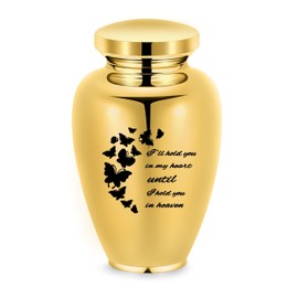 Imrsanl Cremation Urn for Human Ashes Burial Memorial Large Urns for Adult Male Female, Stainless Steel Engraved Butterfly Funeral Decorative Urns Keepsake for Women Men, 220 lbs (Gold)