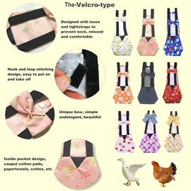 Generic 6 Pieces Chicken Diapers for Hens, Diapers for Pet Ducks, Pet Duck Supplies, Goose Clothes, Washable Pet Diapers with Bow Tie for Poultry (L, 6 Pieces), White