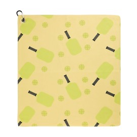 Pickleball Towel, 15x16.5 Inch Single-Sided Prints Pickle Ball Towels with Carabiner Clip Microfiber Golf Towel Fashion Pickleball Blanket Accessories Gifts for Women Pickleball Lovers (Yellow)