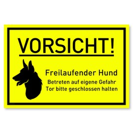 Caution Dog Sign (30 x 20 cm Plastic) - Dog Signs - Warning of the Dog Signs - Dog Sign Weatherproof - Dog Warning Signs - Warning Biting Dog (Neon Yellow) - Shepherd Dog