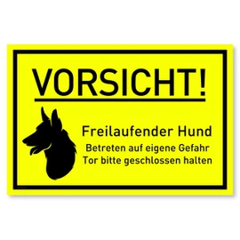 Caution Dog Sign (30 x 20 cm Plastic) - Dog Signs - Warning of the Dog Signs - Dog Sign Weatherproof - Dog Warning Signs - Warning Biting Dog (Neon Yellow) - Shepherd Dog