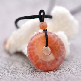 Justinstones Crab Fire Agate Gemstone 30mm Donut Beads Reiki Chakra Pendant Necklace Jewelry 22 Inches