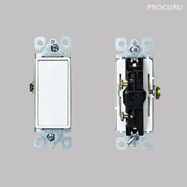 [20-Pack] PROCURU Decorator Paddle Rocker Light Switch, Single Pole, 3-Wire, Grounding 15A 120V-277V, White, UL Certified, Includes Wall Plate Covers