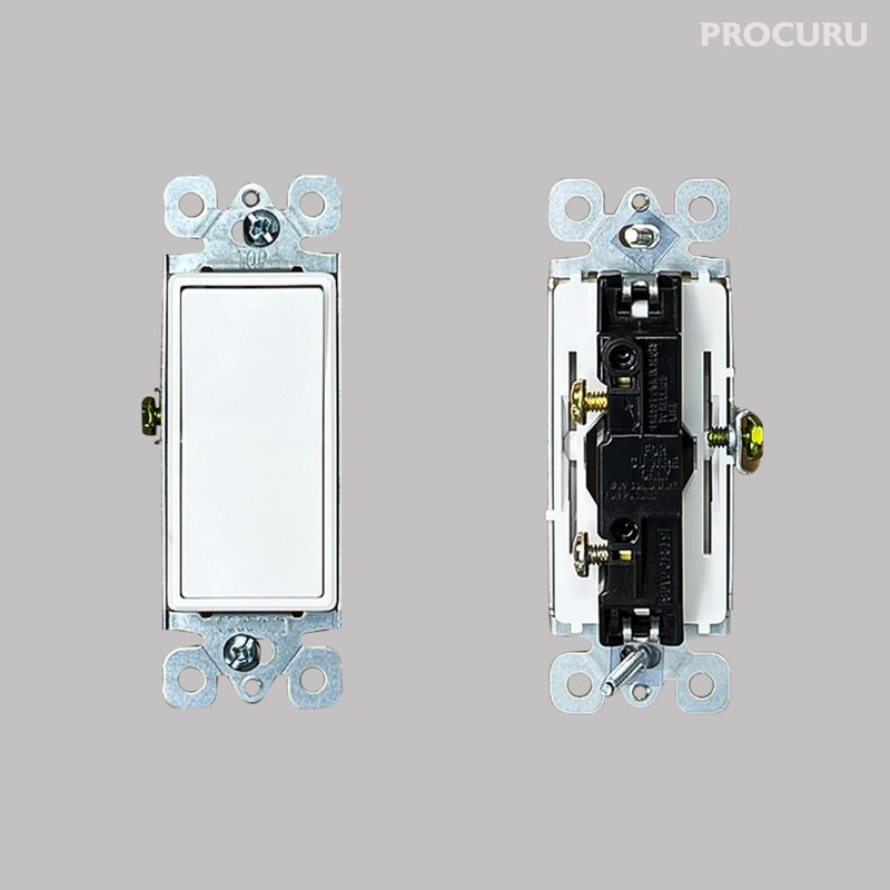 [20-Pack] PROCURU Decorator Paddle Rocker Light Switch, Single Pole, 3-Wire,