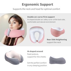 pourprefeu Travel Neck Pillow，2024 New Memory Foam Neck Pillow Travel，Travel Pillows for Airplane/Car/Office，Soft Travel Pillow (Pink)