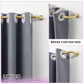 2 Pack Warm Gold Disc Curtain Rods, 28-48 Inches Window Curtain Rod,Adjustable Room Darkening Curtain Rod with Aluminum Finials and Brackets,Wrap Around Design